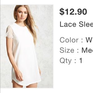White lace sleeve cotton T-shirt dress medium